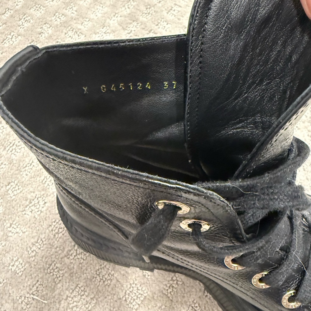 CHANEL Black Leather Lace-Up Boots - Picture 2 of 6